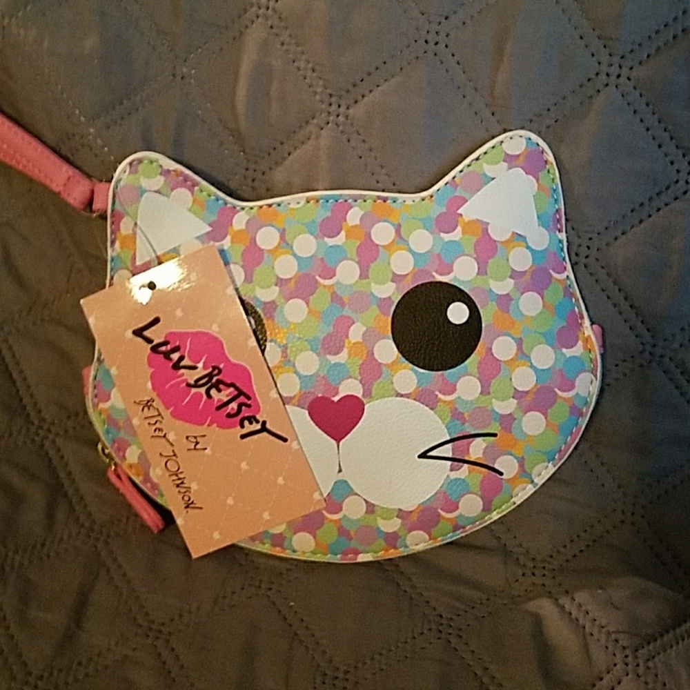 Betsey Johnson Purse Wristlet Rainbow Kitten